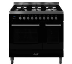 BRITANNIA  Q Line 90 Twin Dual Fuel Range Cooker - Gloss Black & Stainless Steel